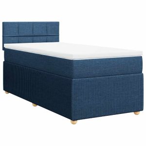vidaXL cama box spring con colchón tela azul 90x190 cm