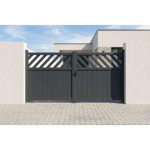 Puerta de 3 m helmis h.140cm aluminio gris