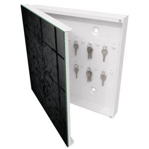 Armario para llaves 30x30x5 adorno clásico, apertura izquierda blanca
