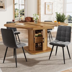 Mesa de comedor extensible con 4 sillas mdf marrón negro 76x118-158x118cm