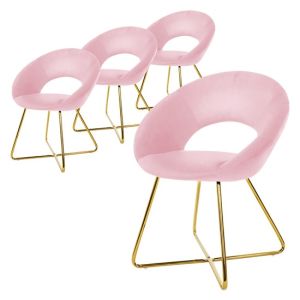 4x silla de comedor/salón asiento ergonómico terciopelo rosa