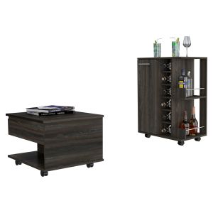Set inwood, 82.1/39.1 cm al x 60/55 cm an x 37.5/50 cm p, negro