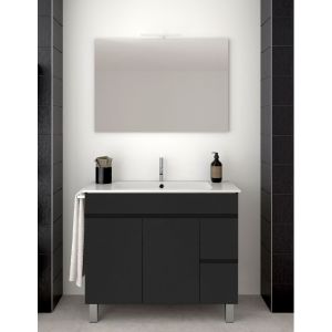 Mueble de baño isquia con lavabo y espejo 100x40cm grafito