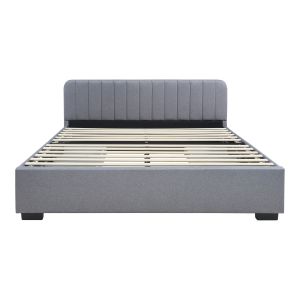 Cama matrimonio nofrenna 4 cajones tapizada lino 160x200 cm gris [en.casa]