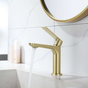 Grifo monomando lavabo sky bath oro cepillado serie glory