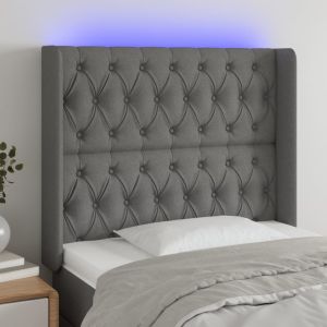 Cabecero con LED de tela gris oscuro 93x16x118/128 cm eso9382
