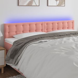 Cabecero con LED de terciopelo rosa 180x5x78/88 cm eso9440