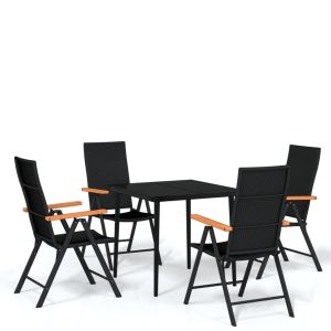 vidaXL juego de comedor para jardín 5 piezas negro