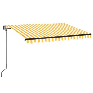 vidaXL toldo automático LED sensor de viento amarillo blanco 350x250cm