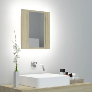 Armario espejo de baño LED acrílico roble sonoma 40x12x45 cm