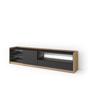 Mueble tv, 207x37x50cm, negro y roble, LED rf4891