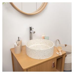 Lavabo sobre encimera redondo de terrazo adala de 36 cm