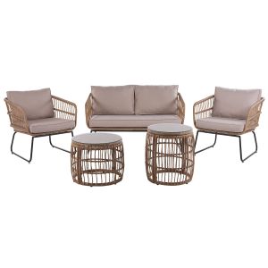 Conjunto de jardín con mesa 4 plazas ravello ratán sintético natural