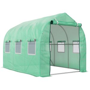 Invernadero de túnel 295x195x196 cm pe, metal galvanizado color verde