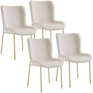4 sillas de comedor tejido terciopelo 54 x 62 x 90 cm beige/dorado