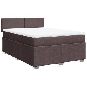 vidaXL cama box spring con colchón tela marrón oscuro 160x200 cm