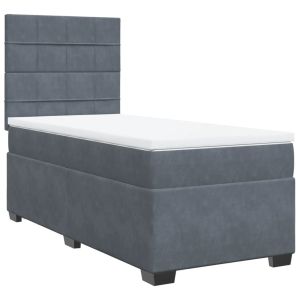 vidaXL cama box spring con colchón terciopelo gris oscuro 90x200 cm
