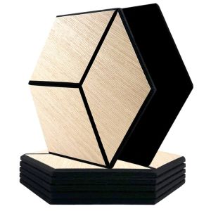 Pack 5 panel acústico pared hexagonal madera claro helsinki 30x30x1cm