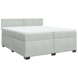 vidaXL cama box spring con colchón terciopelo gris claro 200x200 cm