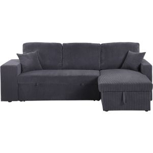 Sofá esquinero convertible/reversible de pana "axel" - 3 plazas - gris