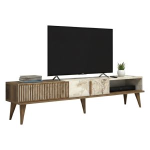 Mueble para tv jakuchu, 2 estantes, madera nobiliada nogal