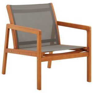 vidaXL silla de jardín madera maciza de eucalipto y textilene gris