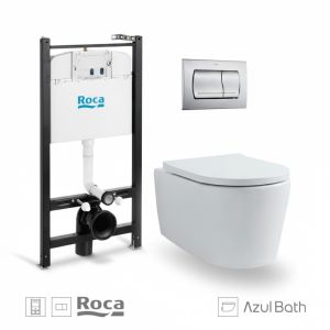 Pack roca active cisterna y pulsador cromo mate wc lia tornado azulbath