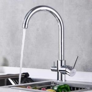 Auralum grifo de cocina mezclador de fregadero con filtro de agua de 3 vías