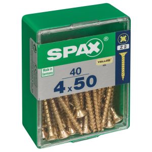 Caja 40 unid. Tornillo madera cabeza plana yellox 4,0x50mm