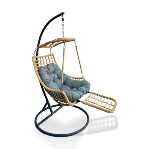 Yoevu-sillón coLGante con reposapiés, relax  interior y exterior,beige/gris