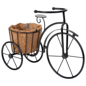 Soporte macetero bicicleta negro, 40x15x29 cm