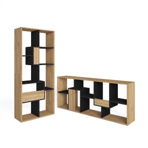 Librería estantería, 162x67x31cm, roble y negro