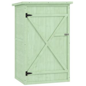 Caseta de jardín 75x56x115 cm madera de abeto color verde Outsunny