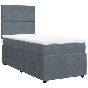 vidaXL cama box spring con colchón terciopelo gris oscuro 90x200 cm