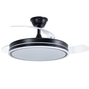 Ventilador de techo con luz luminous negro, 3 aspas retráctiles