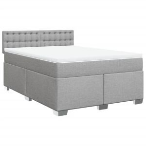 vidaXL cama box spring con colchón tela gris claro 140x200 cm