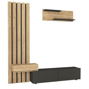 Mesa de tv antracita sepet con panel y estante