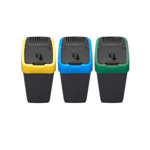 Negro - cubo basura de reciclaje pack 3 cubos de 18l con tapa básculante d