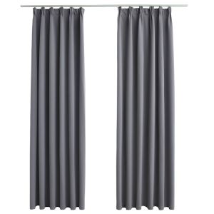 vidaXL cortinas opacas con ganchos 2 unidades gris 140x175 cm