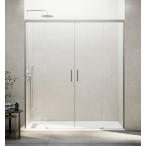 Mampara basic spazio 2 puertas + 2 fijos transparente niquel 210 cm