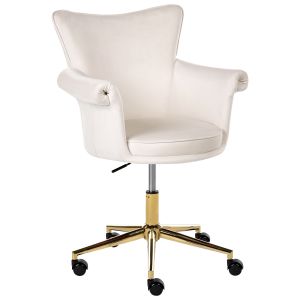 Silla de escritorio velencia terciopelo blanco crema
