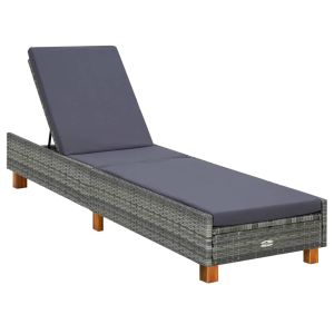 vidaXL tumbona con cojín de ratán sintético gris