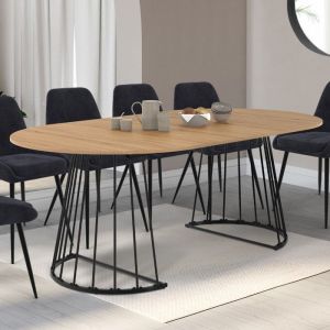 Mesa comedor extensible redonda - madera negro - 110-200 cm