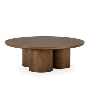 Mesa de centro 120x120x40 madera roble color nogal