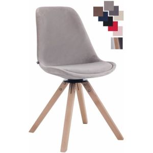Silla giratoria de comedor - terciopelo gris - 1 ud - 48 cm