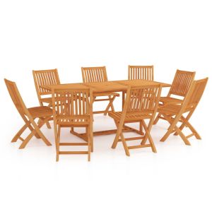 vidaXL conjunto de comedor de jardín 9 piezas madera maciza de teca