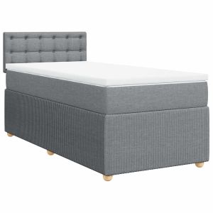 vidaXL cama box spring con colchón tela gris claro 90x200 cm