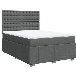 vidaXL cama box spring con colchón tela gris oscuro 160x200 cm