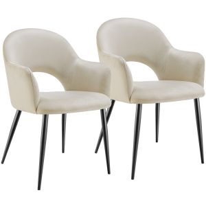2 sillas de comedor aspecto terciopelo 57 x 61,5 x 87,5 cm crema