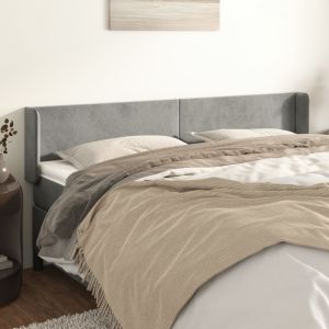 Cabecero de terciopelo gris claro 183x16x78/88 cm eso8200